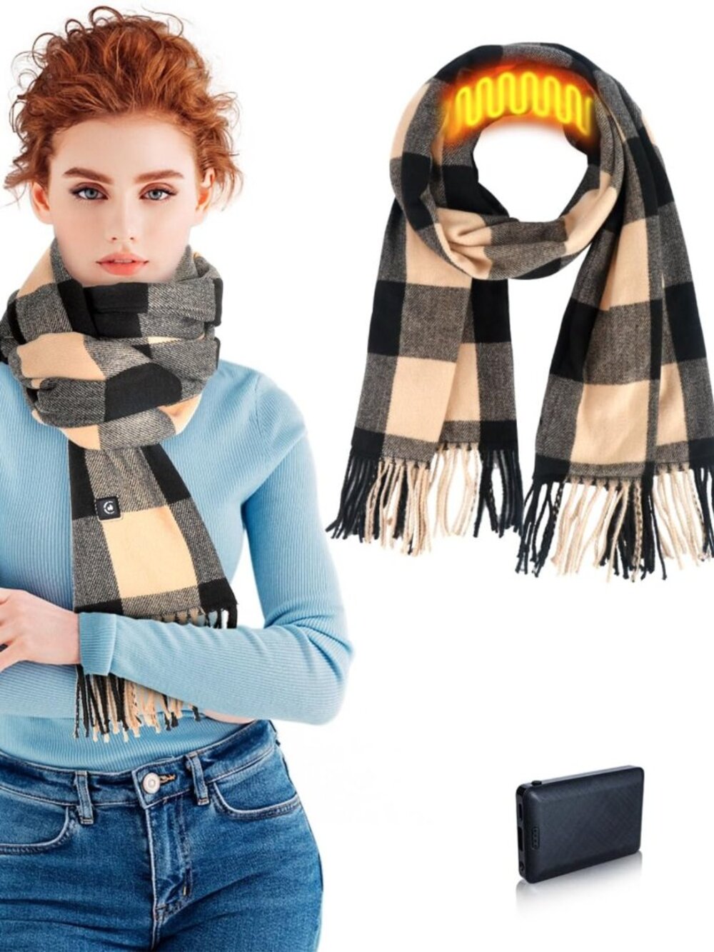 Cozy Heated Scarf with Rechargeable Battery - Electric Heating for Men & Women